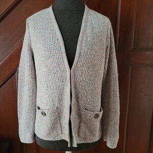 J. Jill Cotton Nylon Pink Cardigan Sweater Size XS Clasp Front Textured V Neck